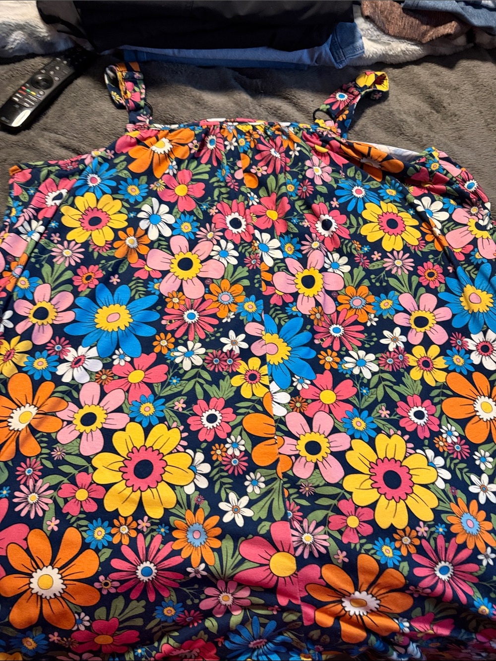 BloomChic Navy Floral Jumpsuit with Pink, Yellow & Blue Flowers